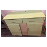 Green Wooden Cabinet with Drawers and Doors