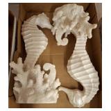 Textured White Seahorse Sculptures