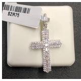 Sterling Silver Cross Pendant With CZ Accents