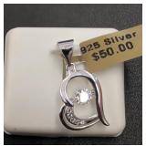 925 Silver Pendant with Heart Design