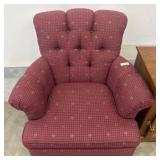 Red Upholstered Button-Tufted Armchair