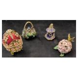Four Enameled Metal Trinket Boxes
