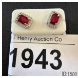 Sterling Silver Earrings with Red Gemstones