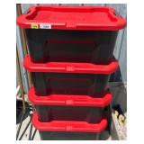 Four Craftsman Storage Totes with Red Lids