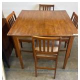 Wooden Dining Table with Four Upholstered Chairs