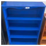 Painted Blue Wooden Bookshelf with Four Shelves