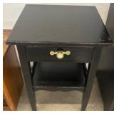Black Drexel End Table with Drawer and Shelf
