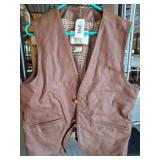 Orvis Brown Faux Leather Vest, Size Medium