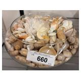 Glass Bowl Filled With Assorted Seashells