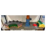 Plastic Toy Train Buildings and Tracks Set