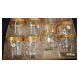 6 Clear Glasses with Gold Greek Key Design