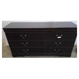 Black Wooden Dresser with Six Drawers