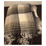 Plaid Blanket with Fringe Trim