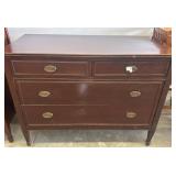Mahogany Four-Drawer Dresser With Brass Pulls