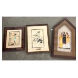 Three Framed Wall Art Pieces