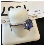 Sterling Silver Ring with Blue Stone