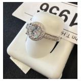 Silver Ring with Round Halo CZ Design