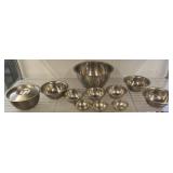 Stainless Steel Mixing Bowls, Nine Pieces