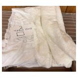 Two White Tablecloths with Floral Designs