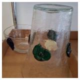 Crackle Glass Vase and Bowl with Applied Decoratio
