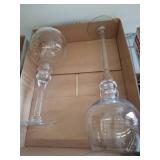 Two Etched Glass Wine Goblets candle holders