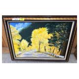 Framed Landscape Painting With Forest Road