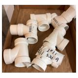 Six 1-1/2 Inch PVC Pipe Fittings
