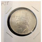 1922 Peace Silver Dollar in Holder