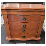 Wooden Jewelry Box With Contents