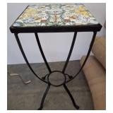 Wrought Iron Stand with Decorative Tile Top