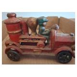 Cast Iron Toy Fire Truck with Driver Figurine