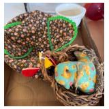 Rooster Mug, Fabric Bowl Cover, and Basket Set