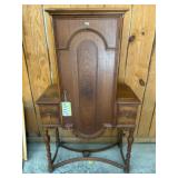 Wood Cabinet With Drawers and Decorative Carving