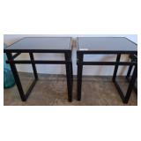 Black Metal End Tables with Glass Tops