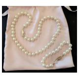 Pearl Necklace with Gold-Tone Clasp
