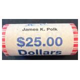 $25 Roll of James K. Polk $1 Coins