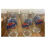 Five Miller Lite Branded Pint Glasses