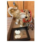 Decorative Elephants and Framed Butterflies