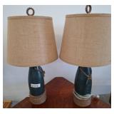 Rope-Accented Table Lamps With Shades