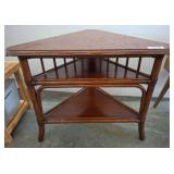 Triangular Two-Tier Wooden Corner Table