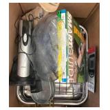 Box Lot with Roaster, Cookware, and Books