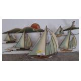 Metal Sailboat Wall Art with Sunset and Lighthouse