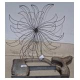 Metal Wire Flower Sculpture and Base, 33in r2 righ