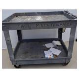 Two-Tier Metal Utility Cart with Power Strip r2 ri