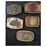 Five Metal Belt Buckles With Various Designs