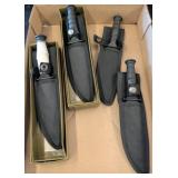 Four Fixed-Blade Knives with Sheaths