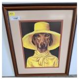 Framed Dog Portrait With Yellow Hat