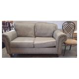 Upholstered Love Seat and Metal Chair