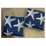 Two Blue Starfish Accent Pillows