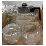 Etched Glass Coffee Set with World Map Design